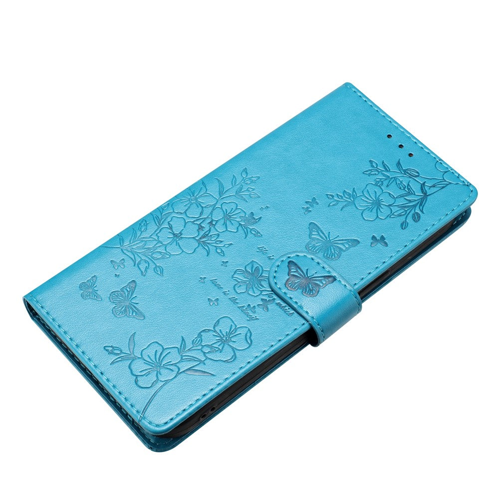 For Samsung Galaxy A08 5G / A08 4G / A07 4G Wallet Phone Case Butterfly Floral Imprint Leather Flip Cover with Strap