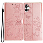For Samsung Galaxy A08 5G / A08 4G / A07 4G Wallet Phone Case Butterfly Floral Imprint Leather Flip Cover with Strap