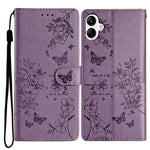 For Samsung Galaxy A08 5G / A08 4G / A07 4G Wallet Phone Case Butterfly Floral Imprint Leather Flip Cover with Strap