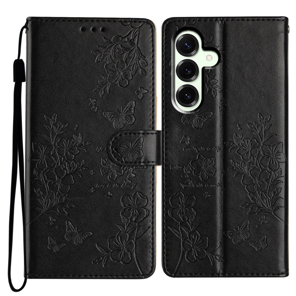 Samsung Galaxy A18 5G / A18 4G / A17 5G / A17 4G / A26 5G Plånboksfodral Läderflikfodral med Fjärilsmönster och Rem