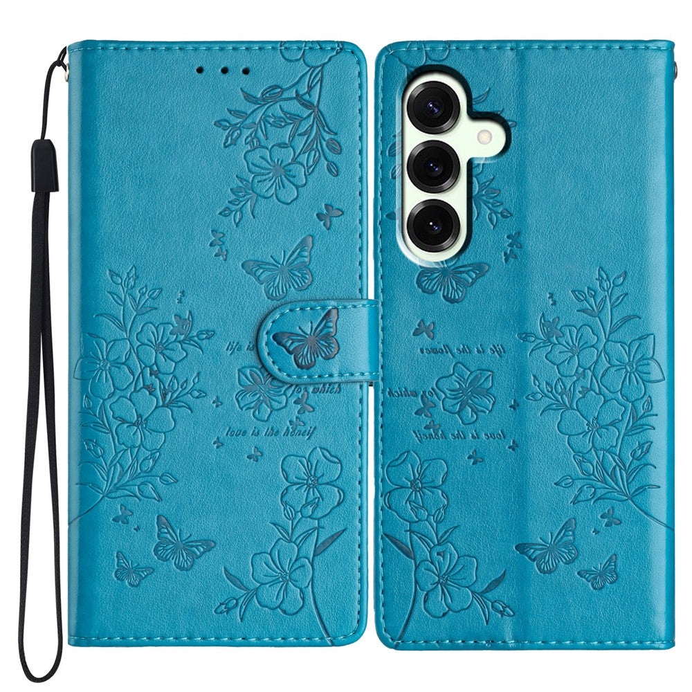 Samsung Galaxy A18 5G / A18 4G / A17 5G / A17 4G / A26 5G Plånboksfodral Läderflikfodral med Fjärilsmönster och Rem