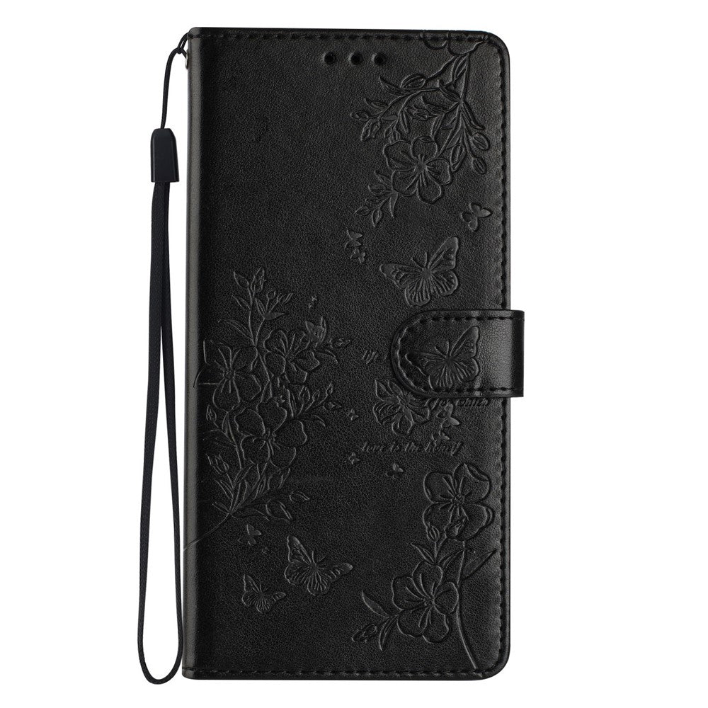 For Honor 400 Pro 5G (Global) Wallet Phone Case Butterfly Floral Imprint Leather Flip Cover with Strap