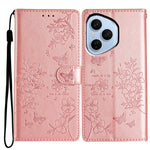 For Honor 400 Pro 5G (Global) Wallet Phone Case Butterfly Floral Imprint Leather Flip Cover with Strap