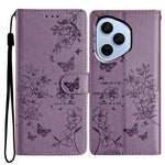 For Honor 400 Pro 5G (Global) Wallet Phone Case Butterfly Floral Imprint Leather Flip Cover with Strap