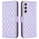 BINFEN COLOR BF Style-14 for Samsung Galaxy S23 Imprinted Rhombus Pattern PU Leather Phone Case Magnetic Closure Flip Stand Wallet Cover