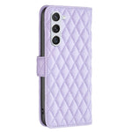 BINFEN COLOR BF Style-14 for Samsung Galaxy S23 Imprinted Rhombus Pattern PU Leather Phone Case Magnetic Closure Flip Stand Wallet Cover