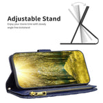 BINFEN COLOR BF Style-15 pungeetui med lynlås til Samsung Galaxy S23, PU-læder med trykt diamantmønster, magnetisk mobilcover med rem