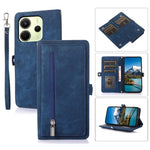 Xiaomi Redmi Note 14 4G (164.84mm)-etui med lynlåslomme, 9 kortlommer, PU-læder, mobilcover og håndledsrem
