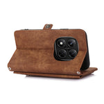 For Xiaomi Redmi Note 14 Pro 4G Case Zipper Pocket 9 Card Slots PU Leather Phone Cover with Wrist Strap