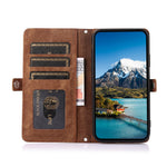For Xiaomi Redmi Note 14 Pro 4G Case Zipper Pocket 9 Card Slots PU Leather Phone Cover with Wrist Strap