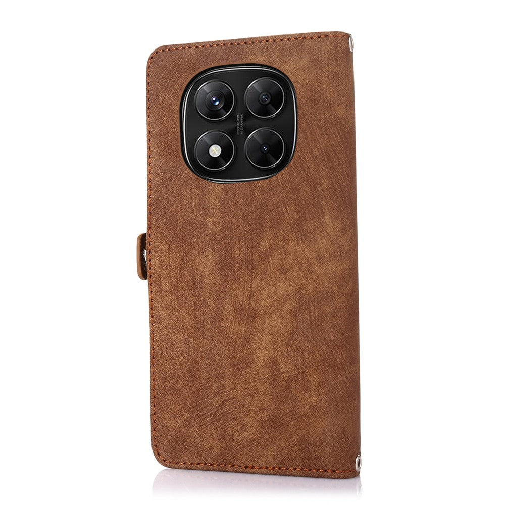 For Xiaomi Redmi Note 14 Pro 4G Case Zipper Pocket 9 Card Slots PU Leather Phone Cover with Wrist Strap
