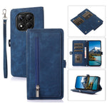 For Xiaomi Redmi Note 14 Pro 4G Case Zipper Pocket 9 Card Slots PU Leather Phone Cover with Wrist Strap