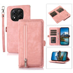 For Xiaomi Redmi Note 14 Pro 4G Case Zipper Pocket 9 Card Slots PU Leather Phone Cover with Wrist Strap