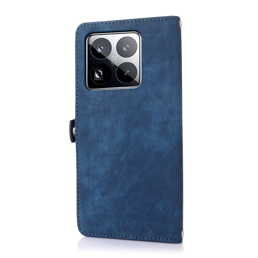 For Xiaomi 15 Pro Case Zipper Pocket 9 Card Slots PU Leather Phone Cover with Wrist Strap