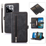 For Xiaomi 15 Pro Case Zipper Pocket 9 Card Slots PU Leather Phone Cover with Wrist Strap