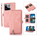 For Xiaomi 15 Pro Case Zipper Pocket 9 Card Slots PU Leather Phone Cover with Wrist Strap