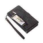 For Xiaomi Poco M7 Pro 5G Case Zipper Pocket 9 Card Slots PU Leather Phone Cover with Wrist Strap