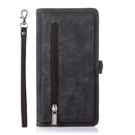 For Xiaomi Poco M7 Pro 5G Case Zipper Pocket 9 Card Slots PU Leather Phone Cover with Wrist Strap