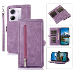 For Xiaomi Poco M7 Pro 5G Case Zipper Pocket 9 Card Slots PU Leather Phone Cover with Wrist Strap