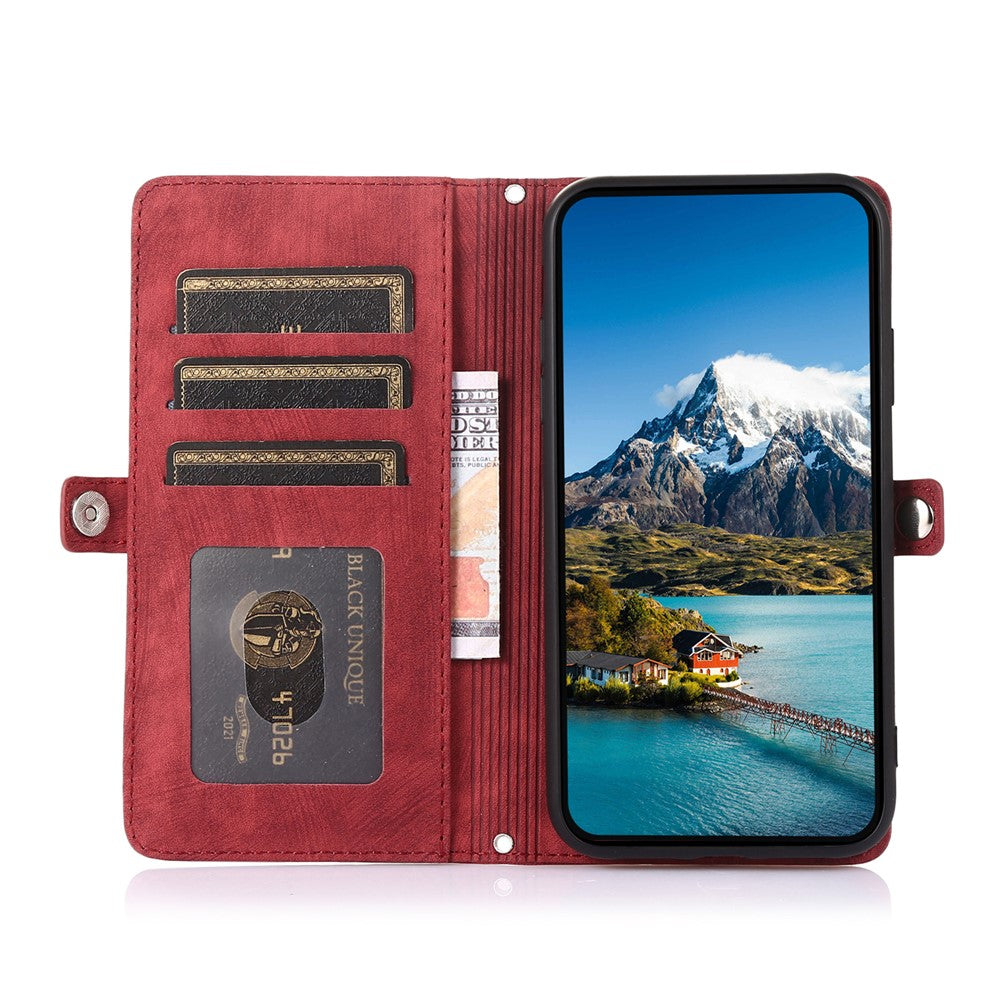 For Xiaomi 15 Ultra Case Zipper Pocket 9 Card Slots PU Leather Phone Cover with Wrist Strap