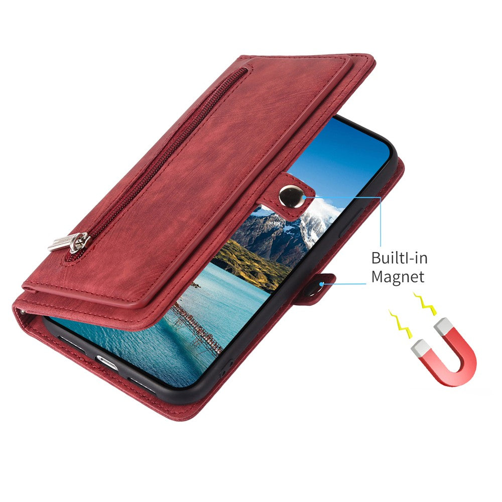 For Xiaomi 15 Ultra Case Zipper Pocket 9 Card Slots PU Leather Phone Cover with Wrist Strap