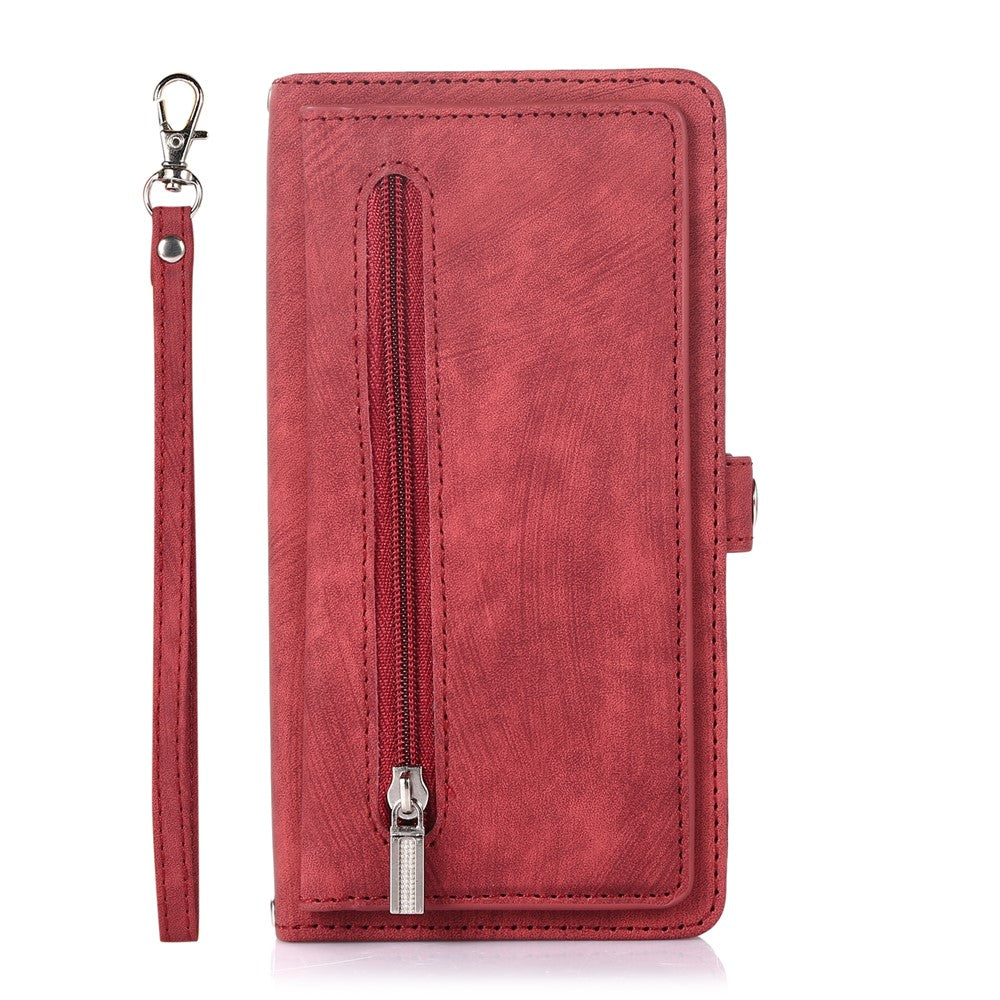 For Xiaomi 15 Ultra Case Zipper Pocket 9 Card Slots PU Leather Phone Cover with Wrist Strap