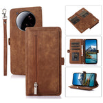 For Xiaomi 15 Ultra Case Zipper Pocket 9 Card Slots PU Leather Phone Cover with Wrist Strap