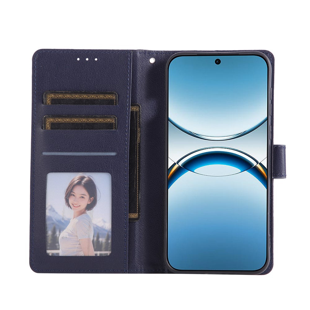 For Oppo Find X8 5G Case Wallet Stand View PU Leather Phone Cover with Wrist Strap