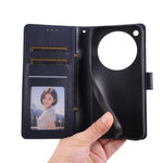 For Oppo Find X8 5G Case Wallet Stand View PU Leather Phone Cover with Wrist Strap