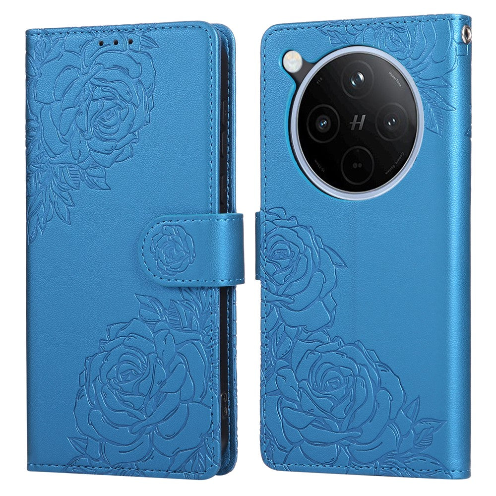 For Oppo Find X8 5G Case Rose Flower PU Leather Wallet Phone Cover with 3 Card Slots / Wrist Strap