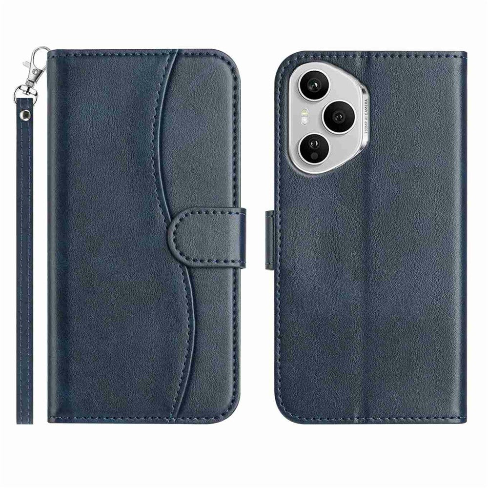 Stand Case for Honor 400 Pro 5G (Global)G PU Leather Wallet Phone Cover S Shape Stitching Design with Strap