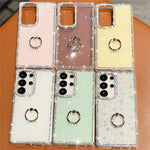 For Samsung Galaxy S25 Ultra Case with Ring Kickstand Rhinestone Edge TPU + PC IMD Phone Cover