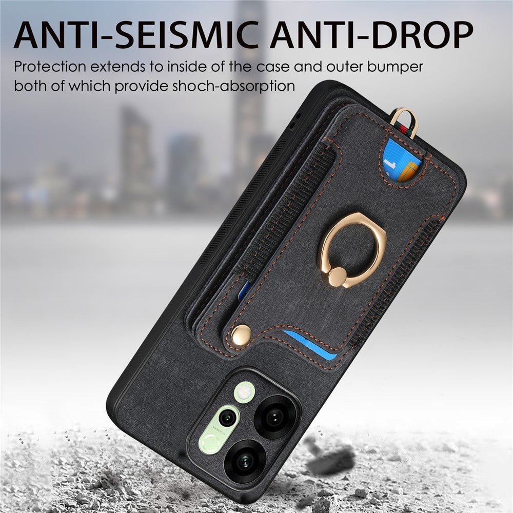 For Oppo Reno14 5G (Global) / Oppo Reno13 5G (Global) Retro PU Leather Back Cover with RFID Blocking Card Holder