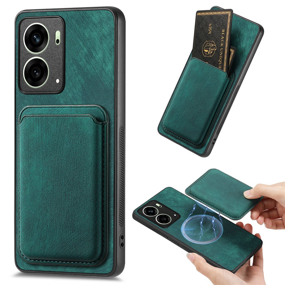 Oppo Reno4 5G / Oppo Reno13 5G (Global) Magnetiskt Läderfodral med Avtagbar Korthållare