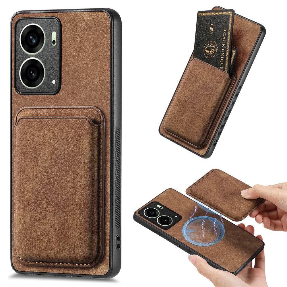 Oppo Reno4 5G / Oppo Reno13 5G (Global) Magnetiskt Läderfodral med Avtagbar Korthållare