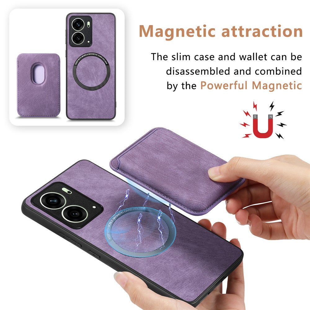 Oppo Reno4 5G / Oppo Reno13 5G (Global) Magnetiskt Läderfodral med Avtagbar Korthållare