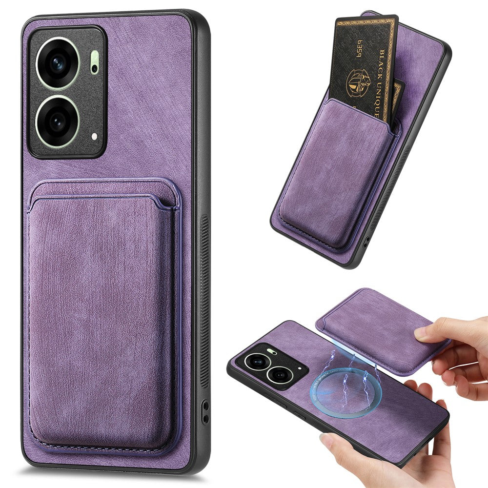 Oppo Reno4 5G / Oppo Reno13 5G (Global) Magnetiskt Läderfodral med Avtagbar Korthållare