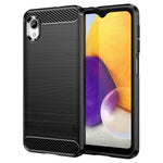 MOFI JK TPU Series-1 för Samsung Galaxy A23e / A22e Kolfibertextur Anti-fingeravtrycksmobilskal Mjukt TPU Borstad Yta Skyddande Skal