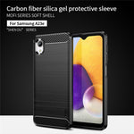 MOFI JK TPU Series-1 för Samsung Galaxy A23e / A22e Kolfibertextur Anti-fingeravtrycksmobilskal Mjukt TPU Borstad Yta Skyddande Skal