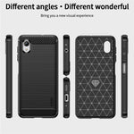 MOFI JK TPU Series-1 för Samsung Galaxy A23e / A22e Kolfibertextur Anti-fingeravtrycksmobilskal Mjukt TPU Borstad Yta Skyddande Skal