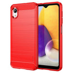 MOFI JK TPU Series-1 för Samsung Galaxy A23e / A22e Kolfibertextur Anti-fingeravtrycksmobilskal Mjukt TPU Borstad Yta Skyddande Skal