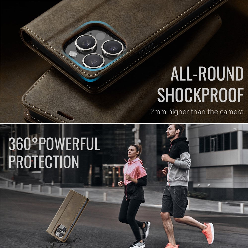 CASEME For iPhone 14 Pro Case  033 Series RFID Blocking Wallet Stand Calf Texture Leather Phone Cover
