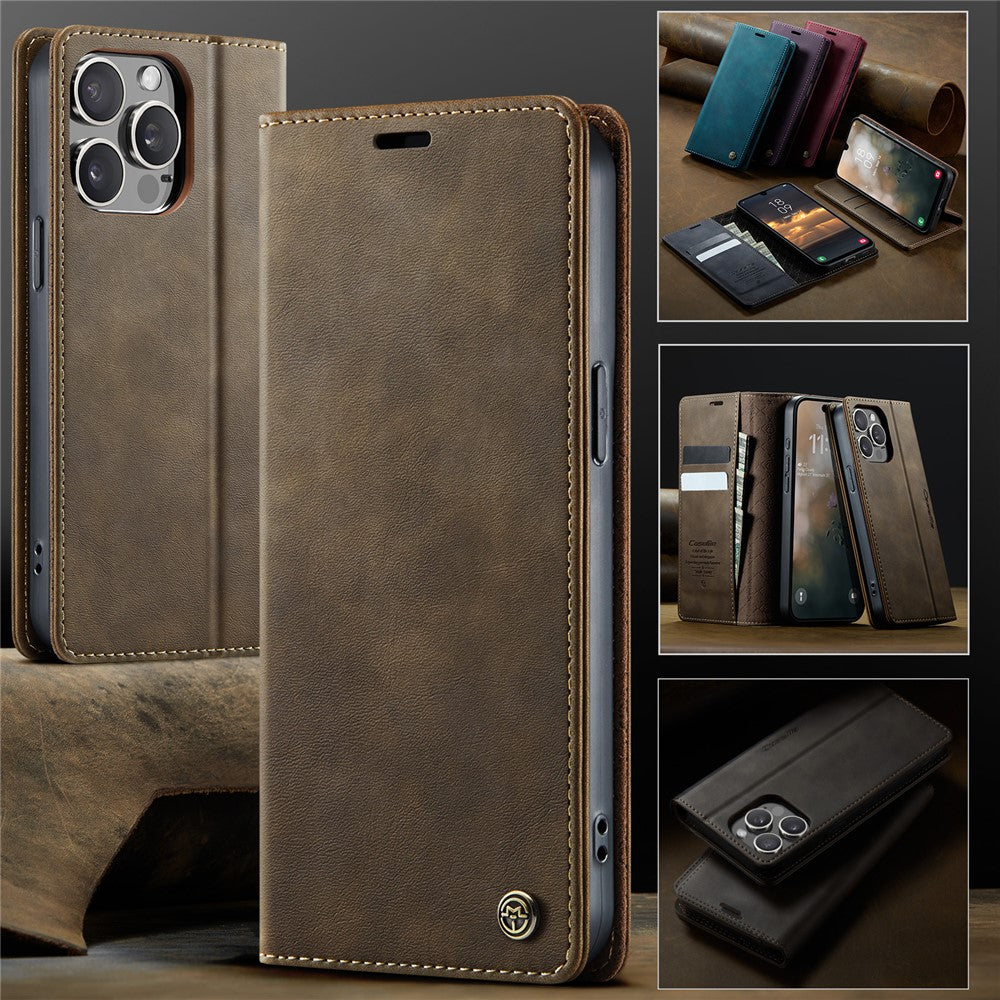 CASEME For iPhone 14 Pro Case  033 Series RFID Blocking Wallet Stand Calf Texture Leather Phone Cover