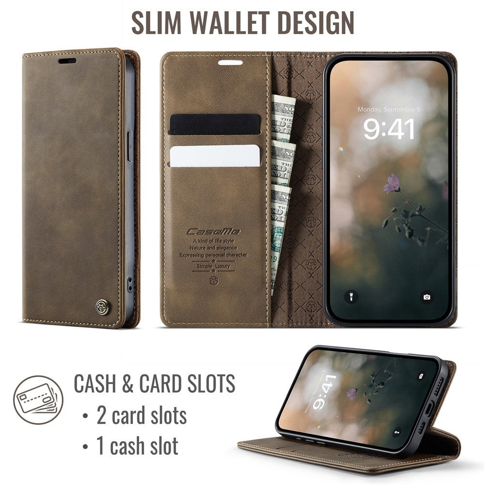 CASEME For iPhone 14 Plus Case  033 Series RFID Blocking Wallet Stand Calf Texture Leather Phone Cover