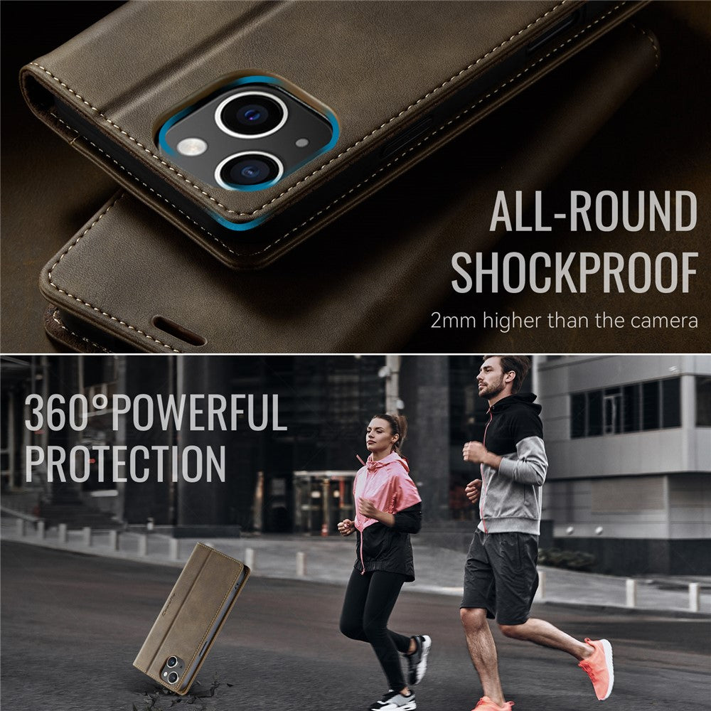 CASEME For iPhone 14 Plus Case  033 Series RFID Blocking Wallet Stand Calf Texture Leather Phone Cover