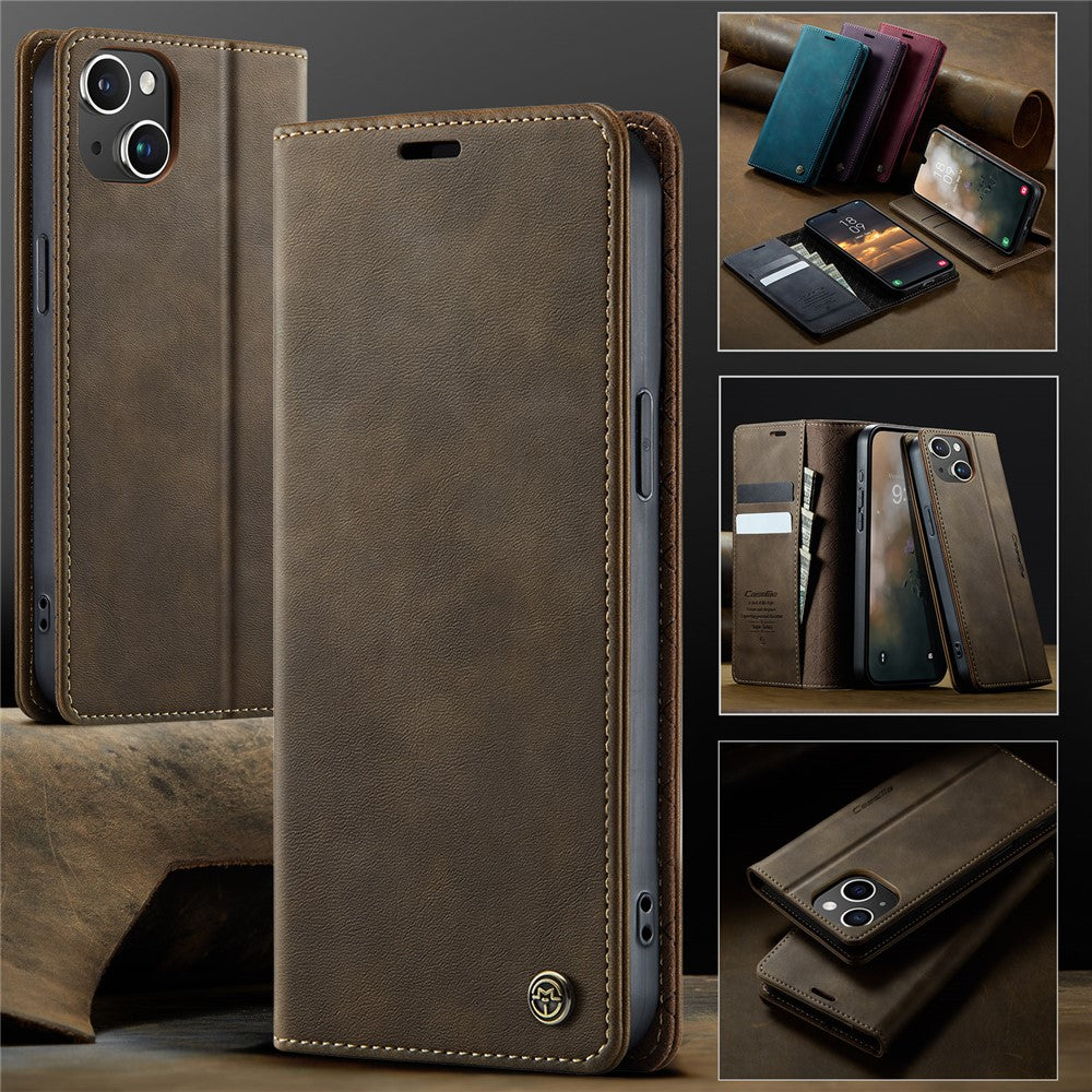 CASEME For iPhone 14 Plus Case  033 Series RFID Blocking Wallet Stand Calf Texture Leather Phone Cover