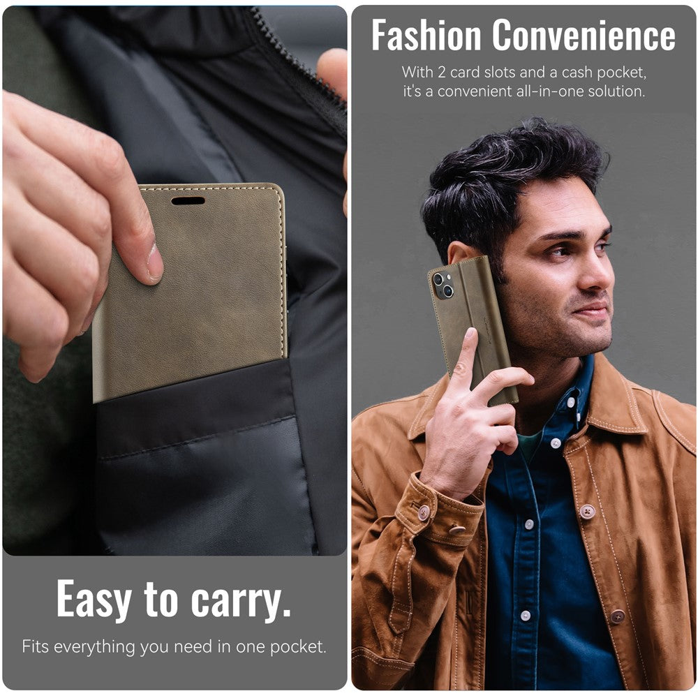 CASEME For iPhone 14 Plus Case  033 Series RFID Blocking Wallet Stand Calf Texture Leather Phone Cover