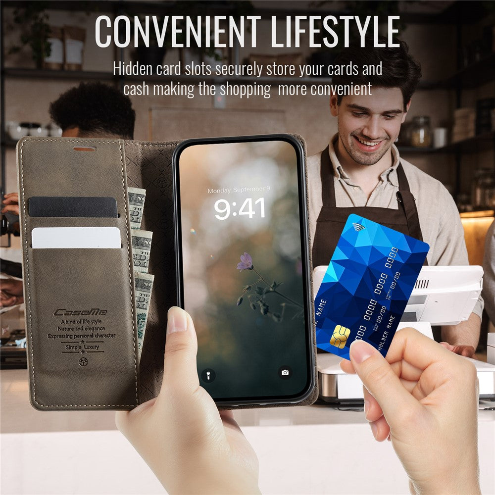 CASEME For iPhone 14 Plus Case  033 Series RFID Blocking Wallet Stand Calf Texture Leather Phone Cover