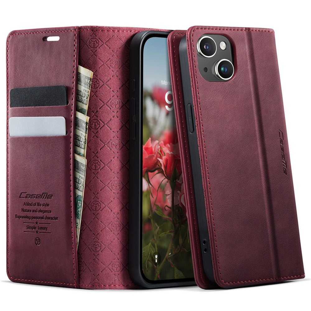 CASEME For iPhone 14 Plus Case  033 Series RFID Blocking Wallet Stand Calf Texture Leather Phone Cover