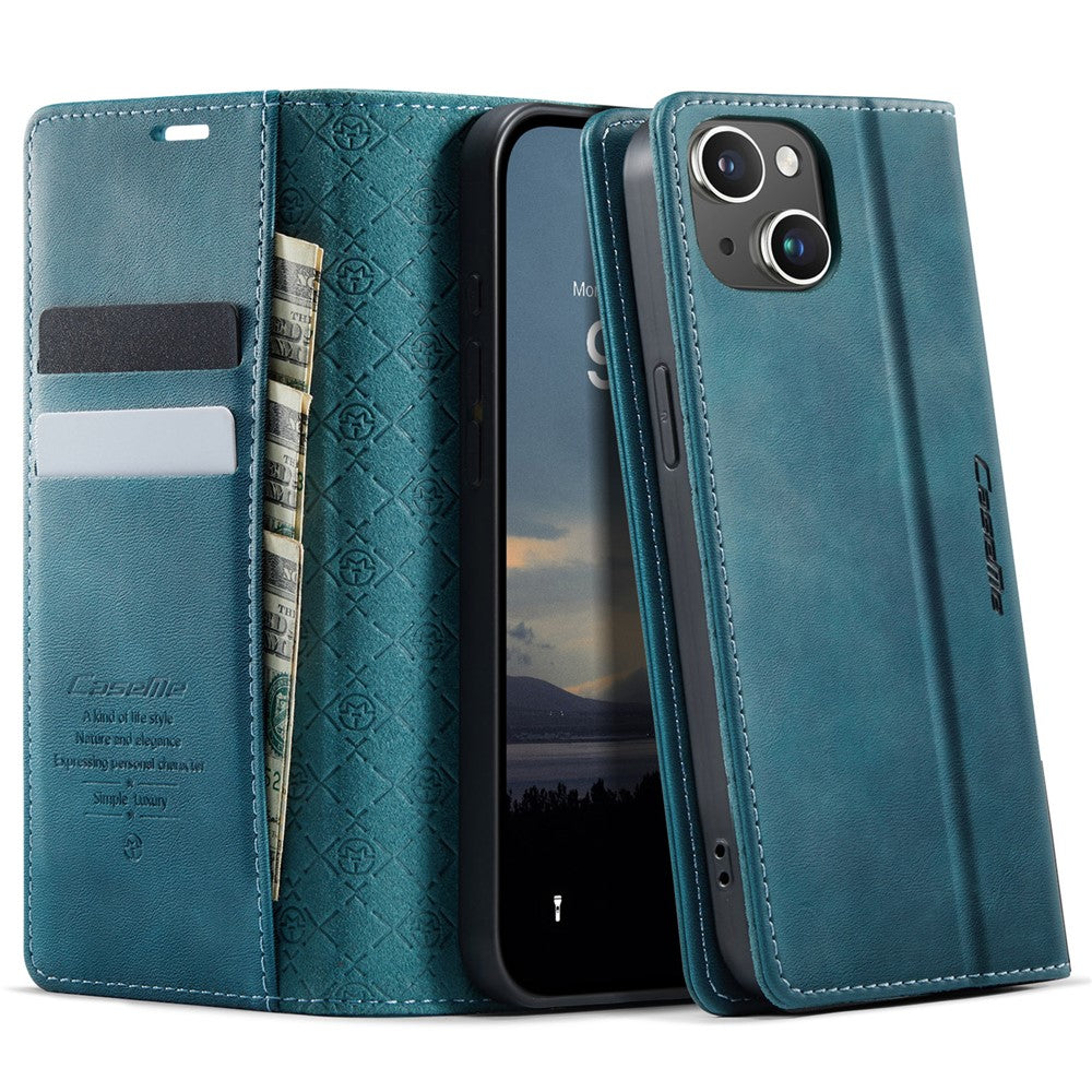 CASEME For iPhone 14 Plus Case  033 Series RFID Blocking Wallet Stand Calf Texture Leather Phone Cover